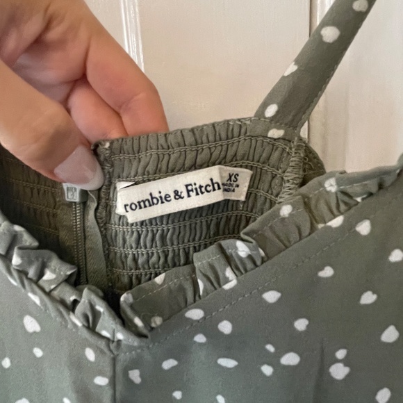 Abercrombie & Fitch Tie Strap Pattern Midi Dress Sage Green XS - Picture 8 of 10